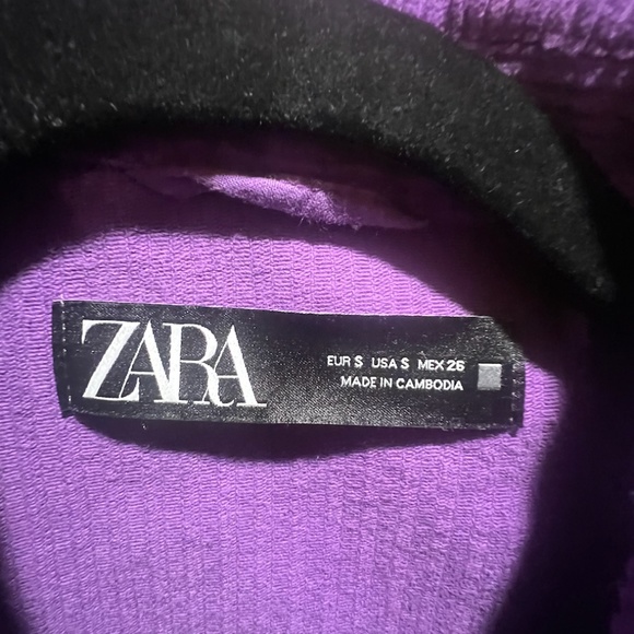 ZARA WOMEN'S CORDUROY LONG SLEEVE BUTTON DOWN SHIRT, SIZE SMALL, PURPLE - Picture 9 of 9